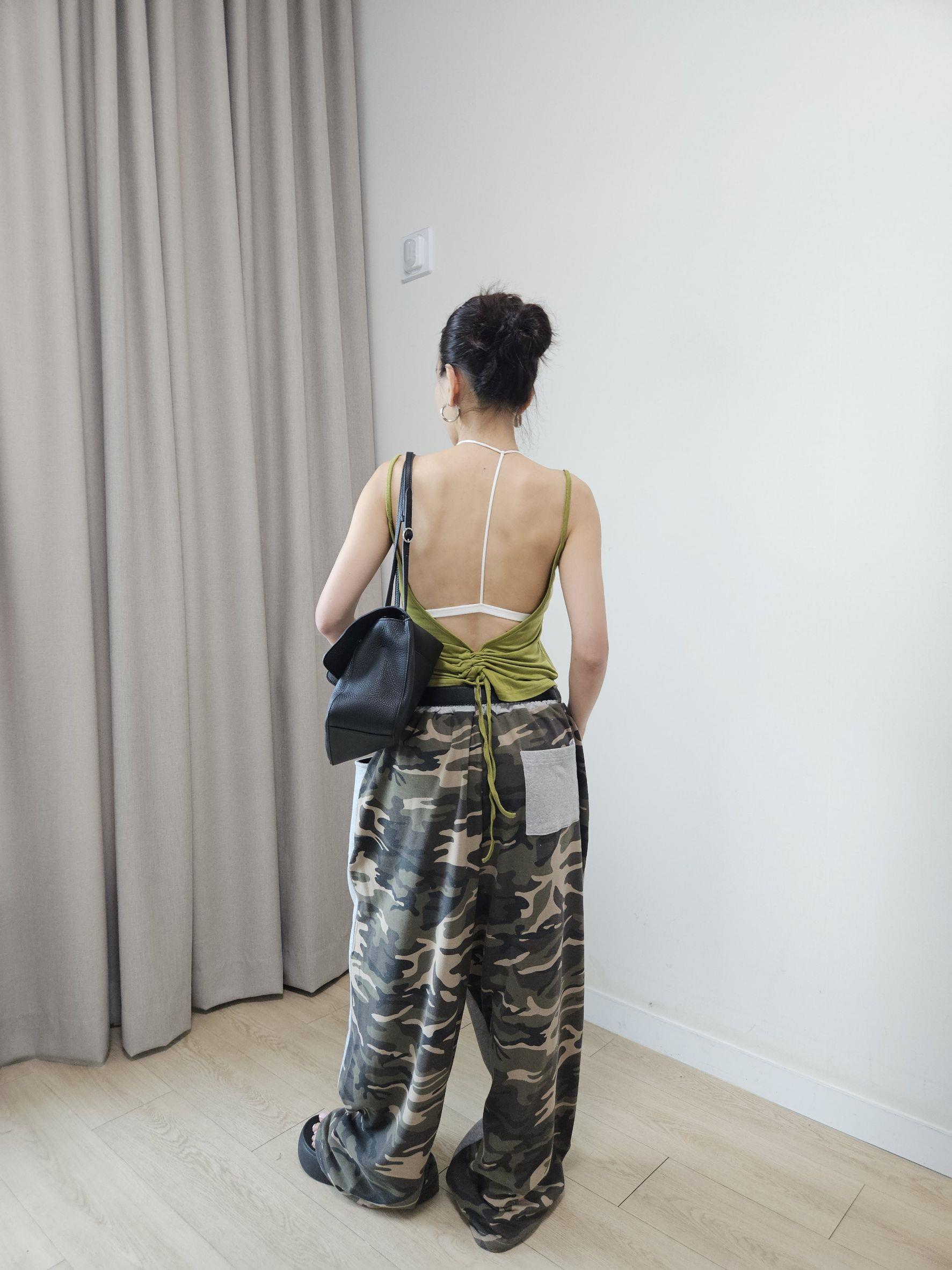 薄款拼接迷彩棉褲